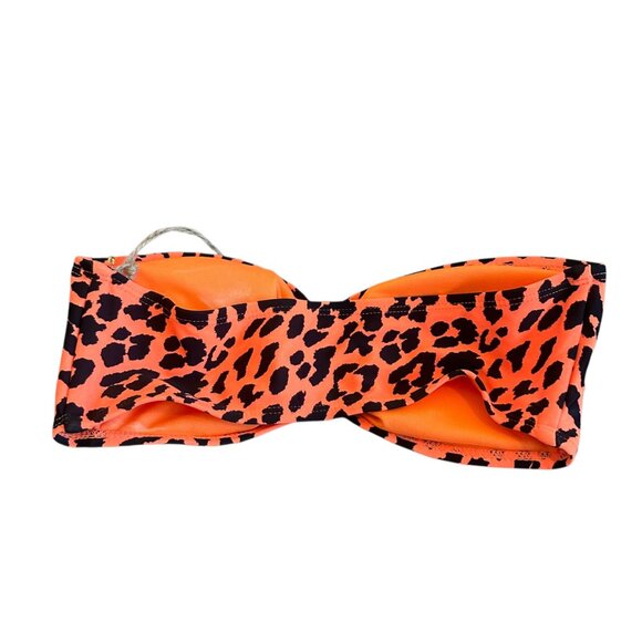 Cabana Del Sol Neon Orange Animal Print Bikini Top Strapless Swimsuit Small NWT - Picture 6 of 9